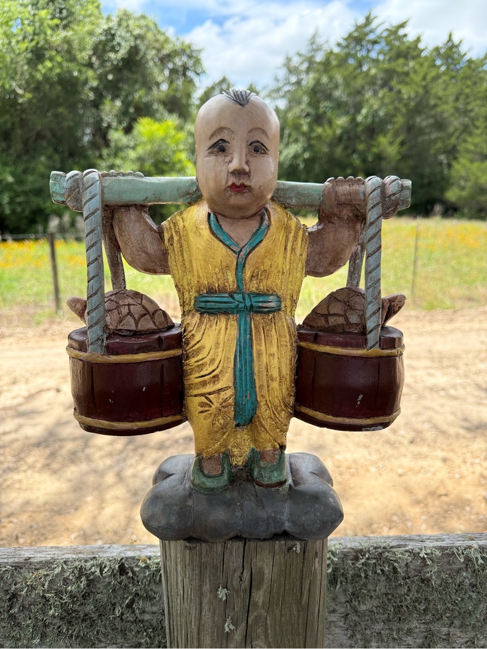 Vintage Thai Hand Carved Folk Art Statue.